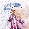 Hand Painted Illustration of a Young Fashion Girl in the Rain