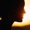 Silhouette of woman, close-up