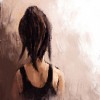 painting of a woman from behind