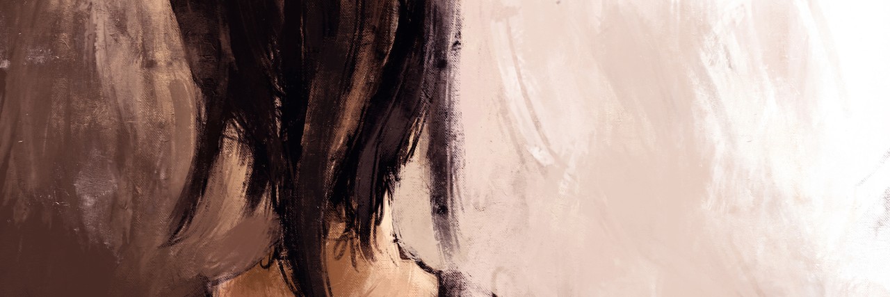 Learning to Accept a PTSD Diagnosis painting of a woman from behind
