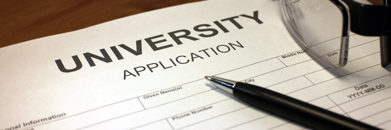 Tips for Applying to College With a Disability University application form.