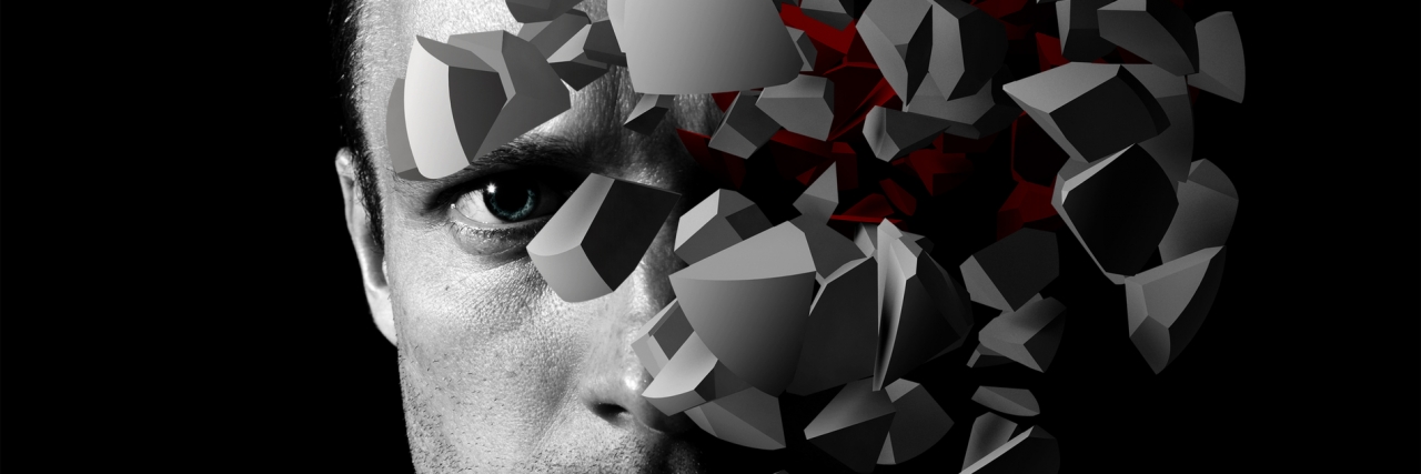 Advice for Going to College With Bipolar Disorder man with 3d fragments coming out of his head