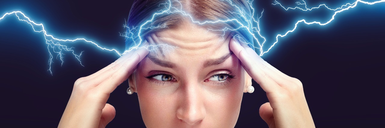 Tips for Dating Someone With Hemiplegic Migraines concept of a head pain with lightnings