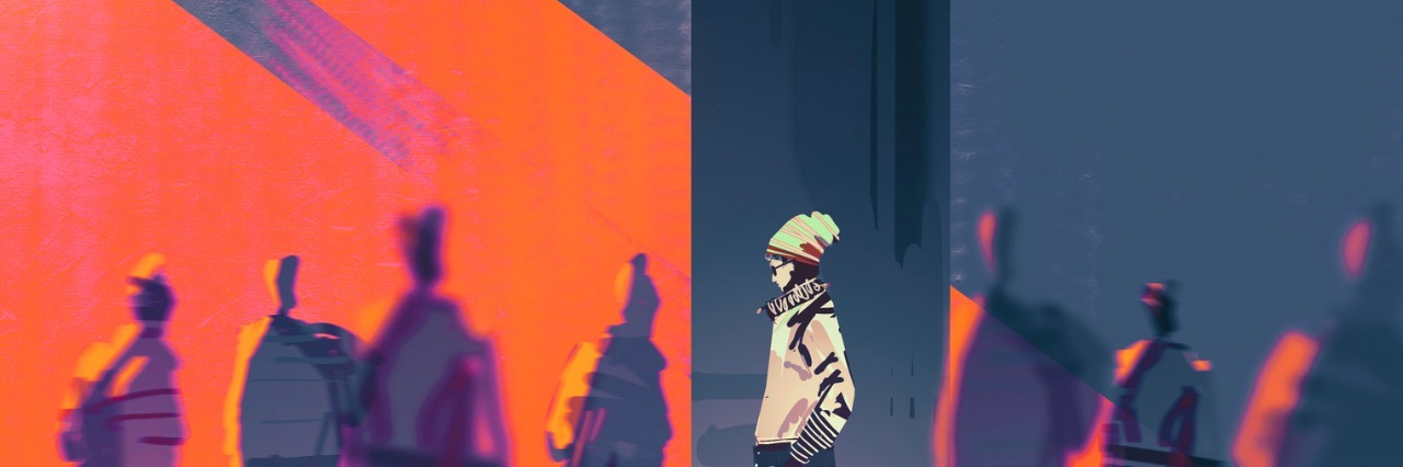 Why My Chronic Illness Makes Me Quieter Than Usual Some Days Illustration of people walking on a street