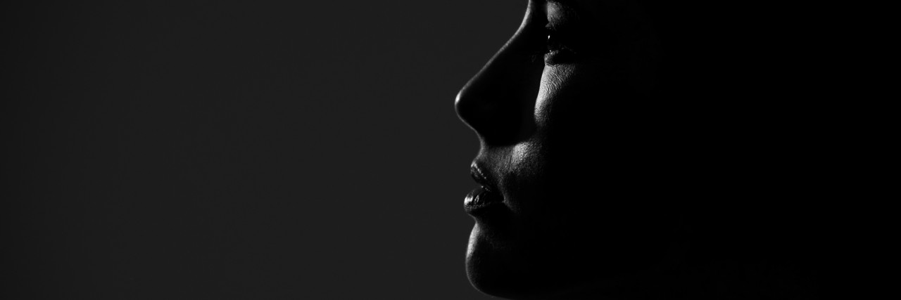 Poem for My New Doctor, From an Undiagnosed Patient Abstract silhouette of young pretty woman looking away. Profile view.