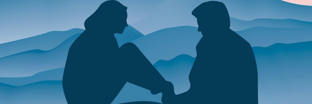 What I Need From My Loved One When I’m Having a Bad Day Side view of two people, face to face, illustration