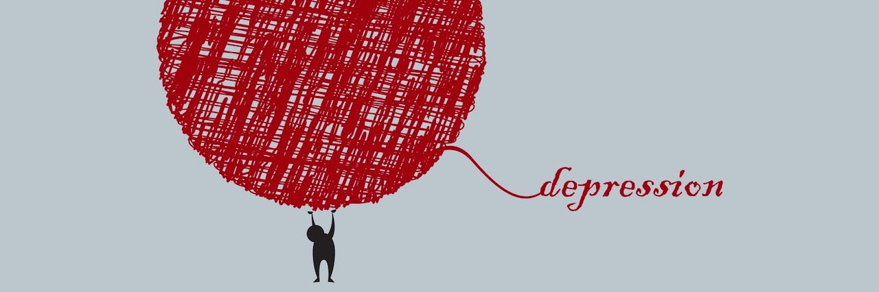 Why Depression Is Worse Than People Think a man holding a huge circle. Text reads "depression"