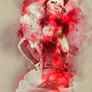 Digital watercolor painting of a Red Queen