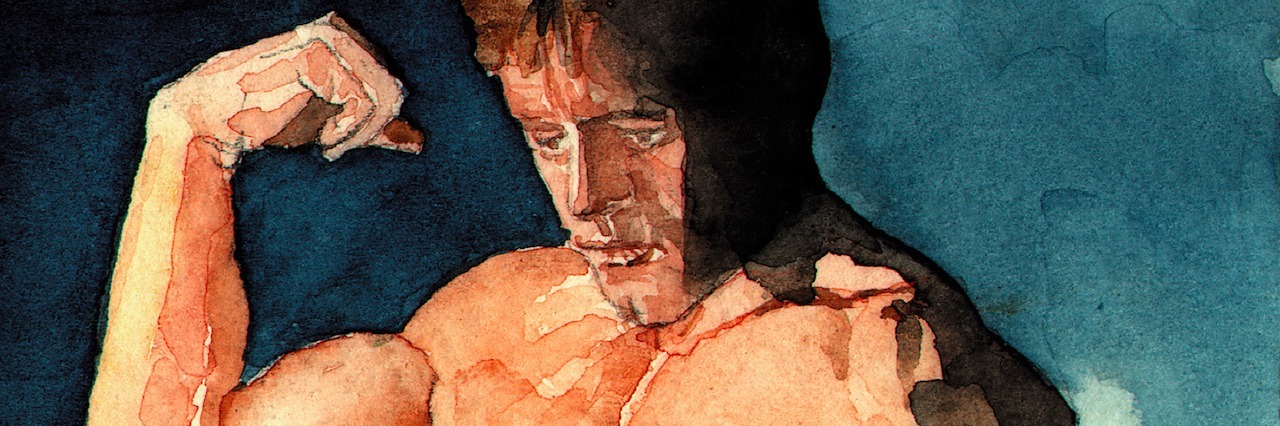 Masculinity: Living With Anxiety as a Man drawing of bodybuilder