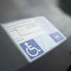 disabled blue badge sticker on car windshield