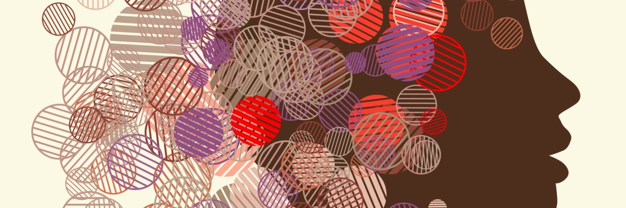 What Bipolar Disorder Recovery Looks Like for Me Illustration of silhouette of a woman's face surrounded by colorful circles