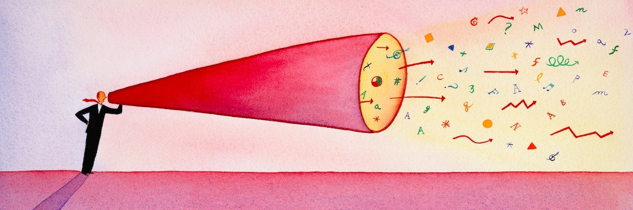 What Happens When You Tell People You're Depressed Man speaking into megaphone; symbols coming out other end