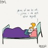 hand drawn cartoon of woman in bed
