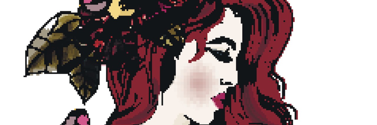 Accepting That I Need a Walker for My Multiple Sclerosis Fashion vector illustration with beautiful young long hared woman and flowers on her head