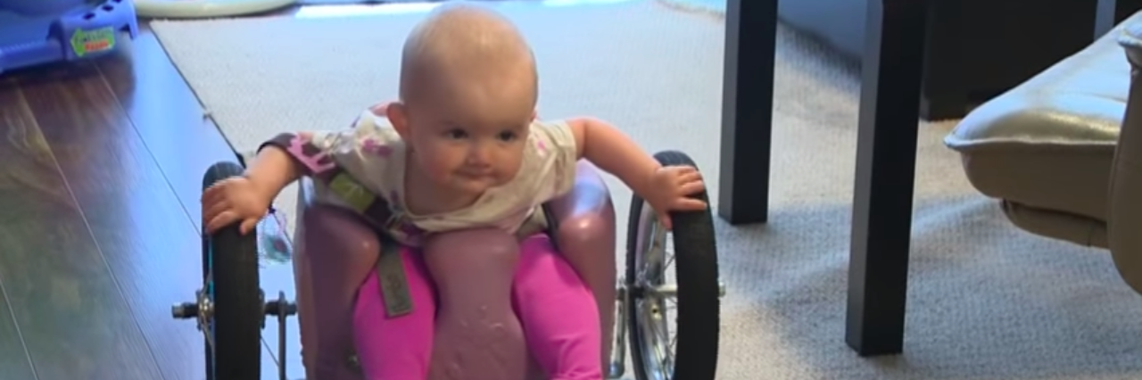 Parents Use Pinterest to Make Their Daughter a Wheelchair for $100 Evelyn Moore uses her handmade wheelchair in a clip from CTV News.
