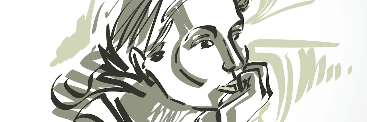 Response to People Who Ask If I Want to Get Better Vector illustration of young elegant female, art image. Black and white portrait of woman resting chin on hand