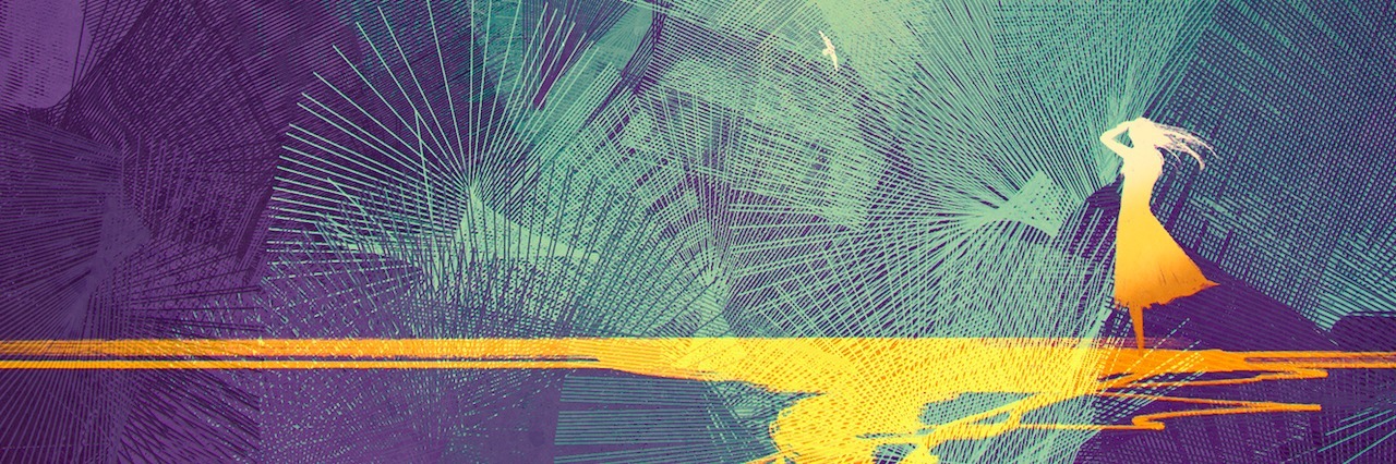 What I Learned After a Near Death Experience From Surgery woman standing on yellow line against sky with graphic style,illustration