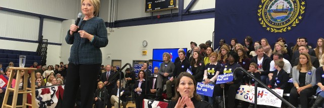 Clinton rally, with good placement of the ASL interpreter.