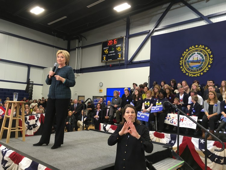 Clinton rally, with good placement of the ASL interpreter.