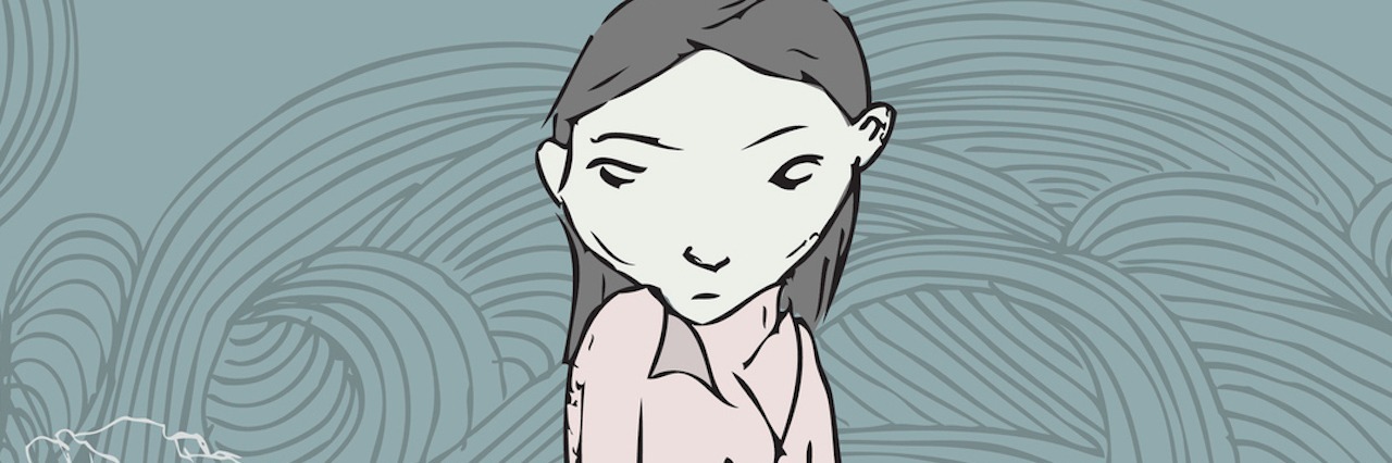 Why I Feel Jealous of Healthy People as Someone Who Is Sick drawing of girl looking down with swirling wind behind her
