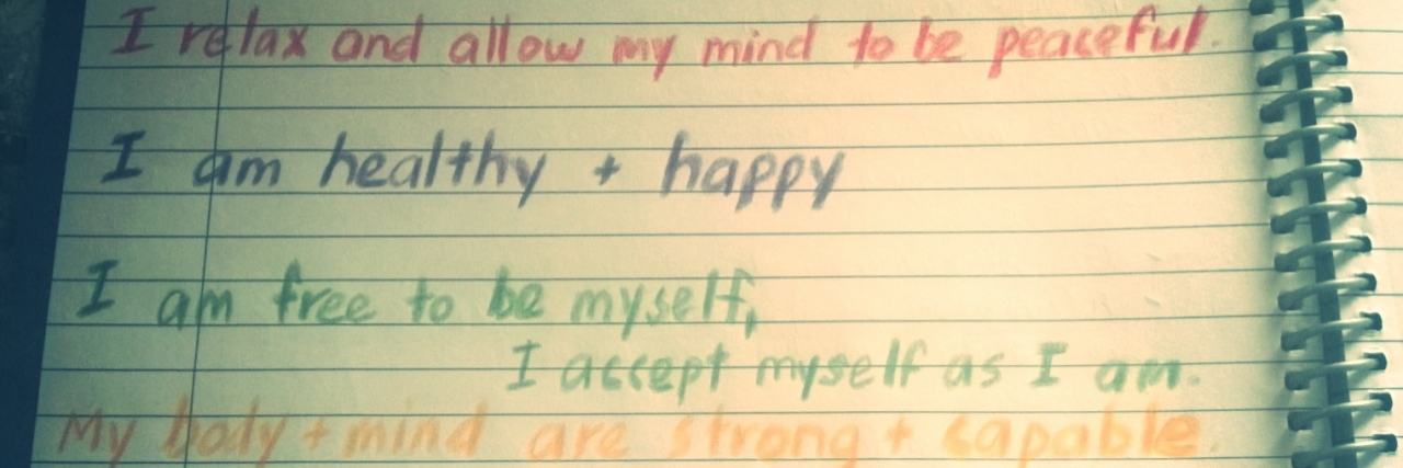 Learning to Handle Emotions of Having Crohn's Disease positive affirmations written on notebook