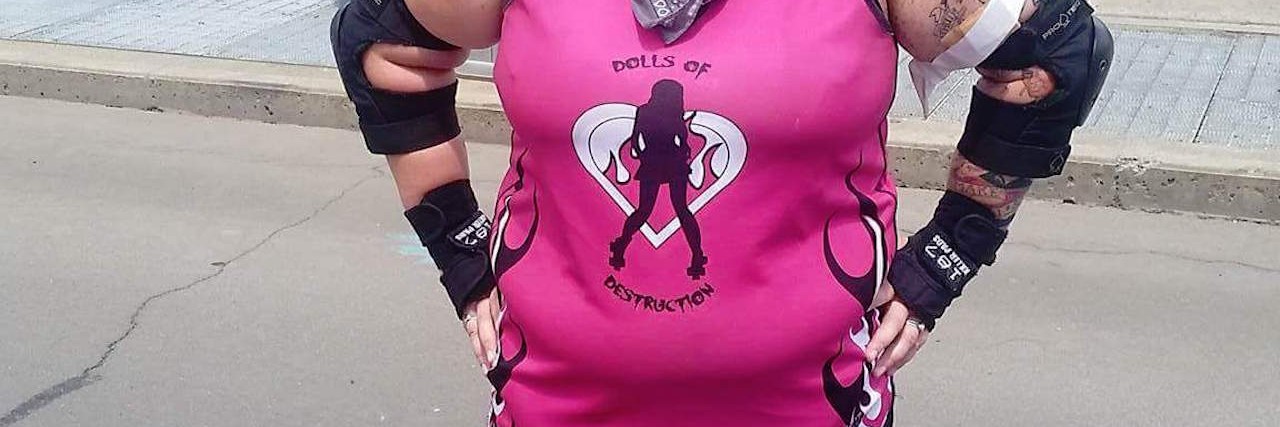 Woman With Autism Spectrum Disorder Thanks Roller Derby Team woman with roller derby gear on