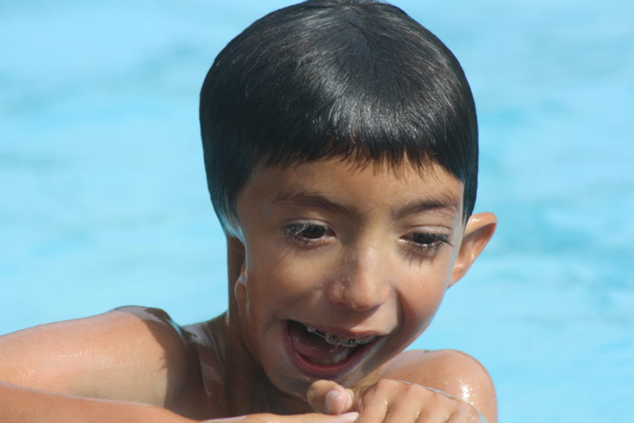 little boy in the pool