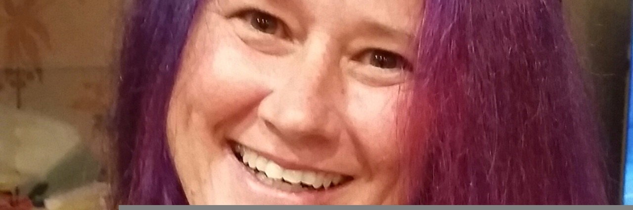 Dying Hair Purple for CRPS and Pain Awareness Month Robin-Jo with purple hair