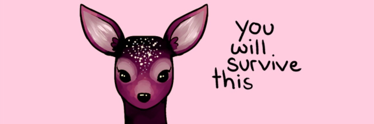 Kate Allan Designs Motivational Animal Comics for People With Anxiety Deer with "you will survive this" text