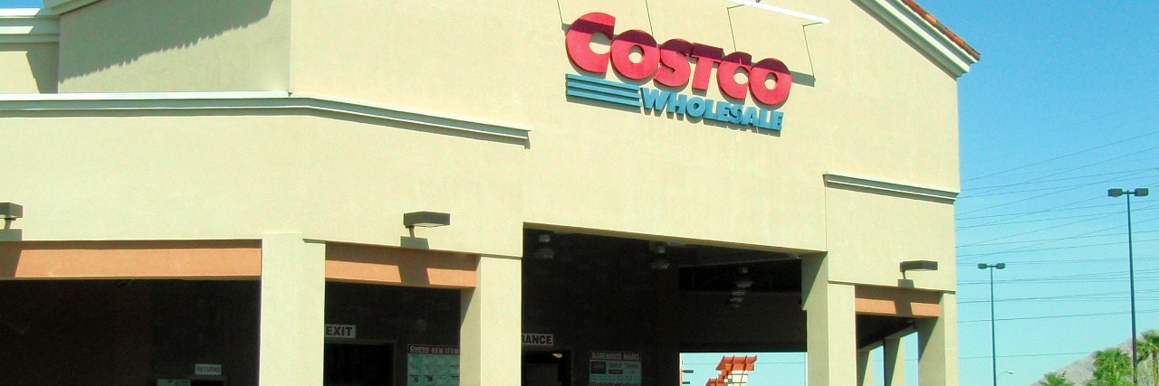 Exterior shot of Costco and Costco parking lot