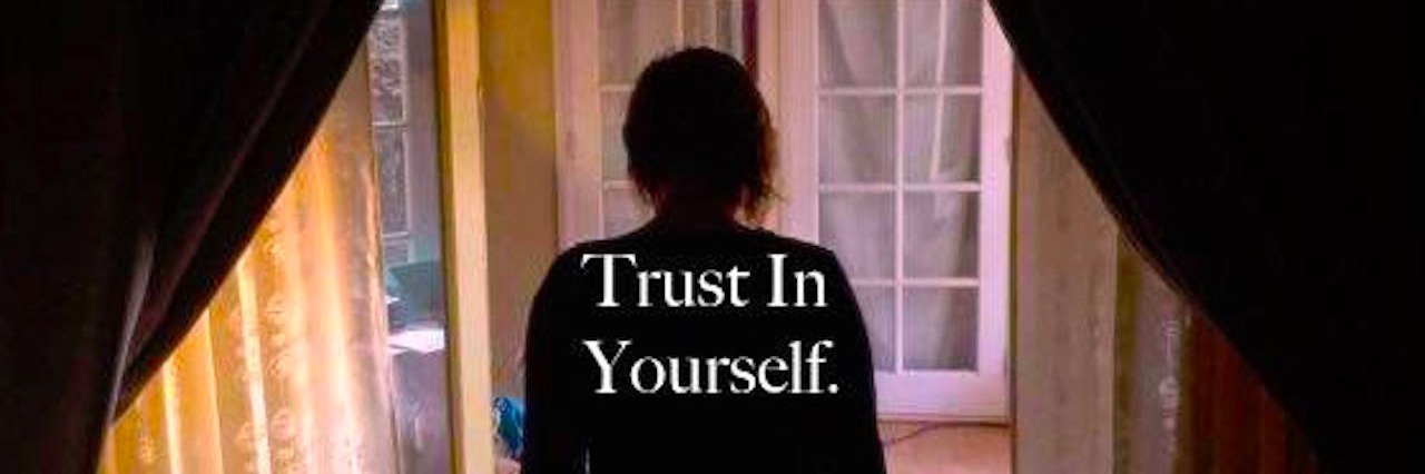 The Process of Healing From Depression an image of a woman and her dog standing in a doorway with text that says trust in yourself trust the process