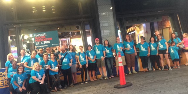 suicide prevention group standing outside good morning america
