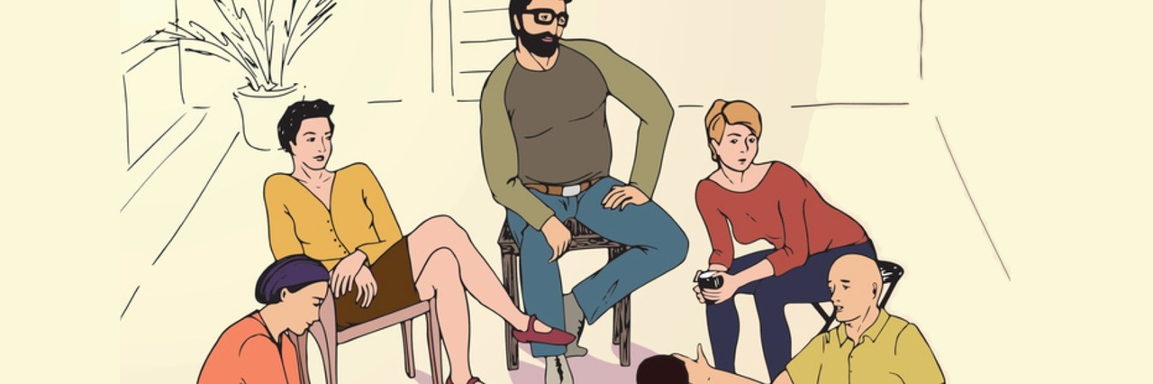 Resources for Suicide Loss Survivors Hand drawn illustration of group therapy