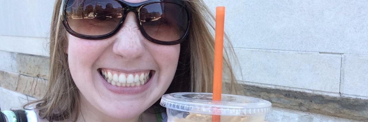 How to Cope With Your Illness in the Morning girl wearing sunglasses and holding coffee cup