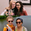 two pics of two teenage girls posing together