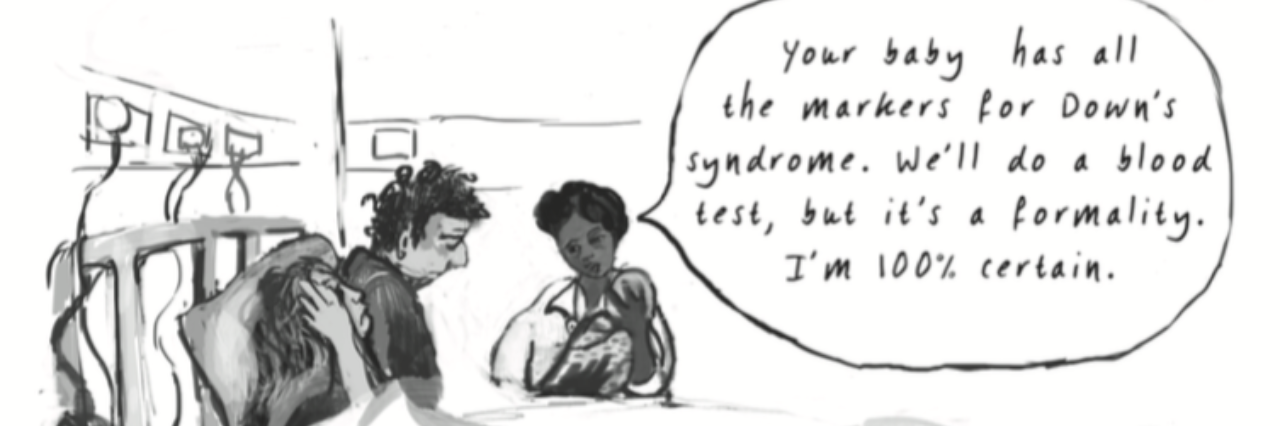 Mom's 'Hole In The Heart' Book on Having a Baby With Down Syndrome Illustration of nurse telling Beaumont she thinks her daughter has Down syndrome