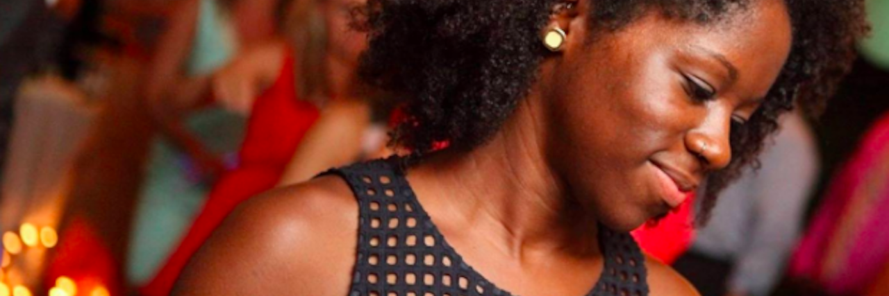 woman smiling at a wedding