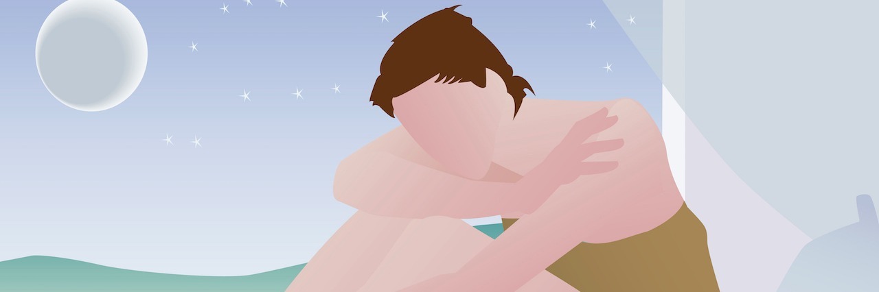 'Lack of Motivation' of a Symptom of Depression, Not Laziness drawing of a woman sitting in bed at night