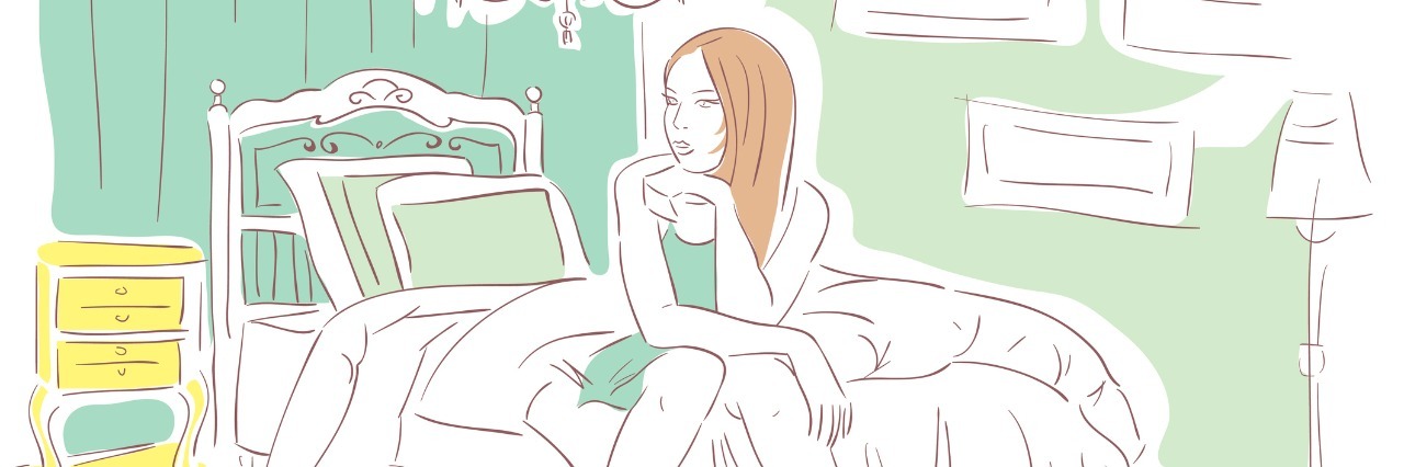 vector illustration girl in the bedroom