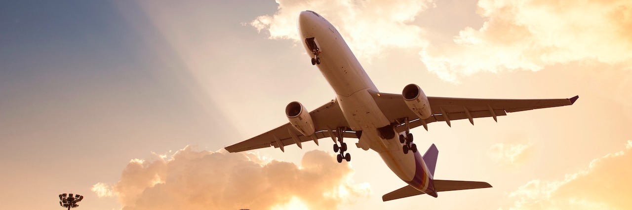 Travel Tips for Flying on Airplane With POTS Jet Airplane take off at sunset