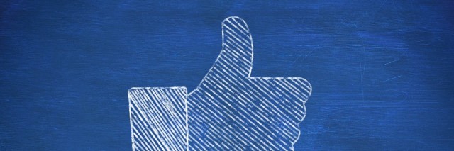 thumbs up representing social network logo above the word like written on blue background