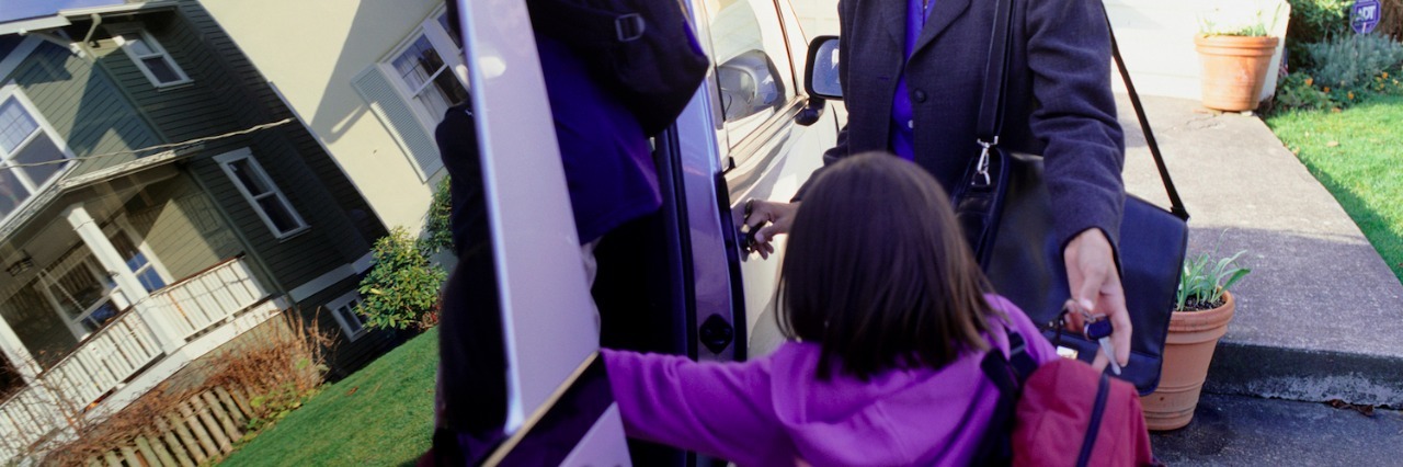 Back-to-School Tips for Parents of Children on the Autism Spectrum Mother taking daughter to school by car