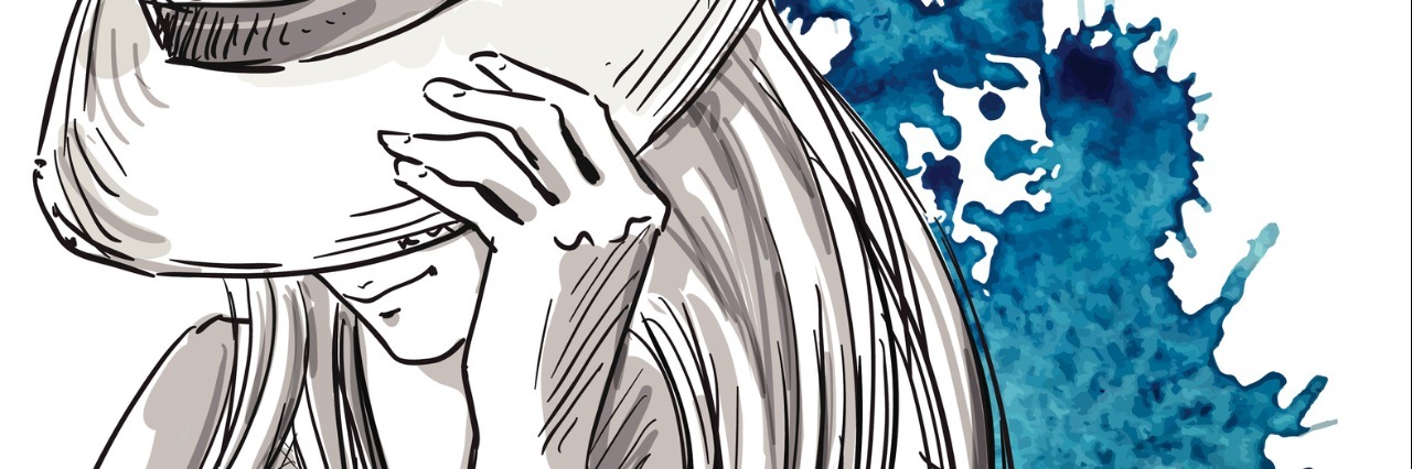 Woman Explains How CRPS Makes Her Feel Like a 'Recovering Liar' Girl in hat looking down. Fashion illustration