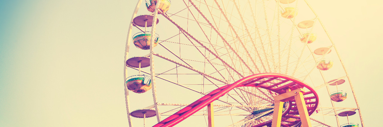 Vintage style picture of an amusement park.