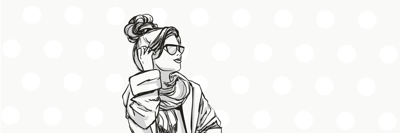 Response to 'You're Too Smart to Have ADHD' Young fashionable slender girl in autumn coat and boots. Comics sketch style. Black and white hand drawing.