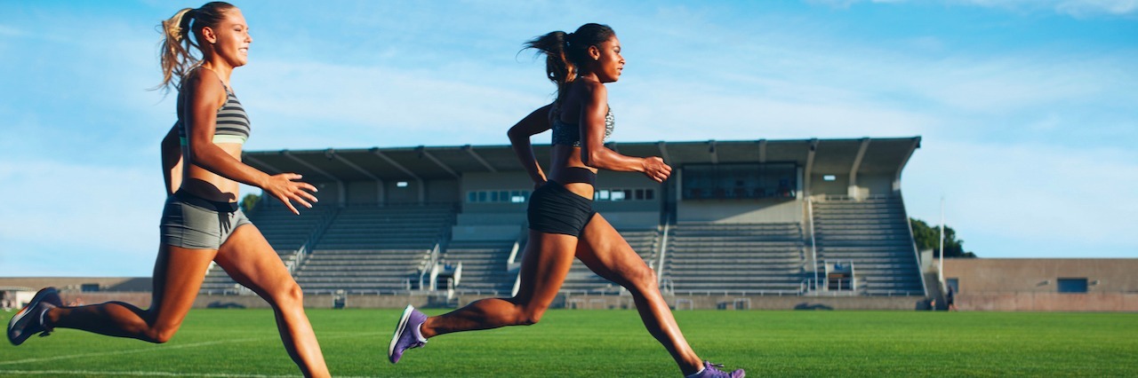 The Needs of a College Athlete With Anxiety Differ From Her Teammates two female runners running on a track