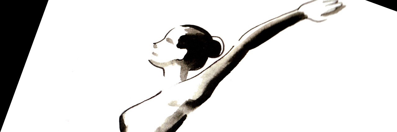 Ink sketch of a woman doing yoga