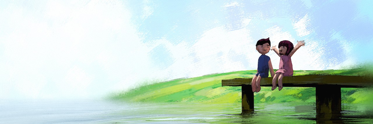 Why I Believe 'No Pain, No Gain' as Someone With Chronic Pain watercolor painting of boy and girl on the waterfront, digital painting