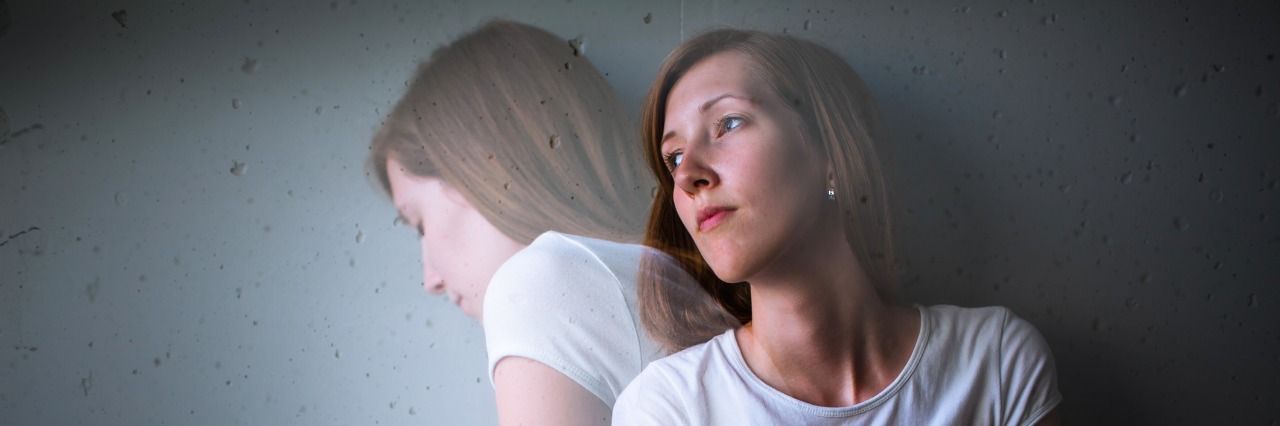 Mental Illness: Do Diagnoses Define You? two juxtaposed images of a young woman with depression showing an inner struggle