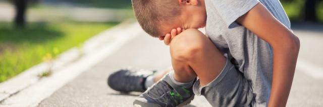 Boy crying after he lost run